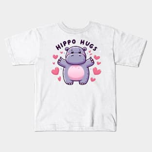 hugging hippo lover Kids T-Shirt